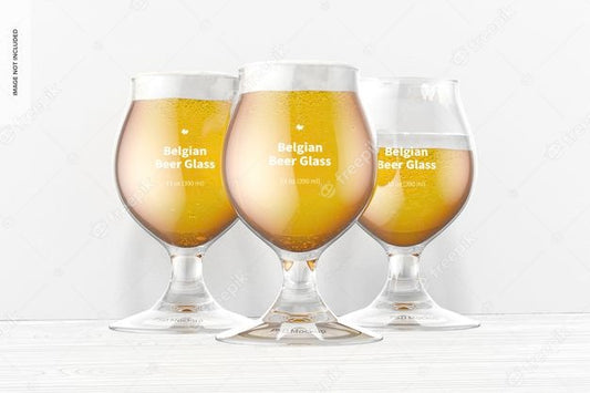Free 13 Oz Belgian Beer Glasses Mockup, Front View Psd