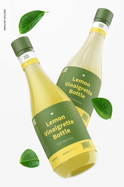 Free 14.5 Oz Lemon Vinaigrette Bottle Mockup Psd