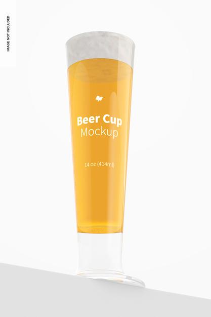 Free 14 Oz Glass Beer Cup Mockup, Bottom Front View Psd