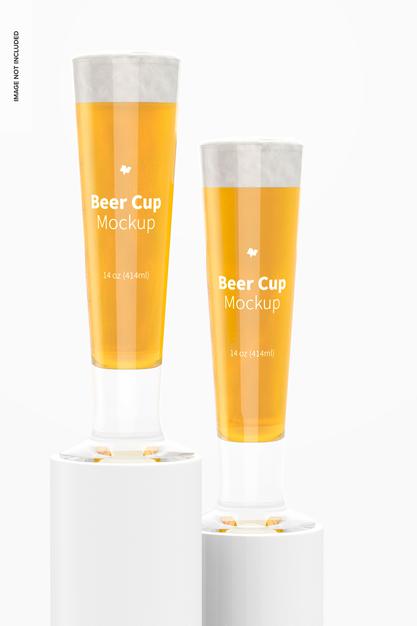 Free 14 Oz Glass Beer Cups Mockup Psd