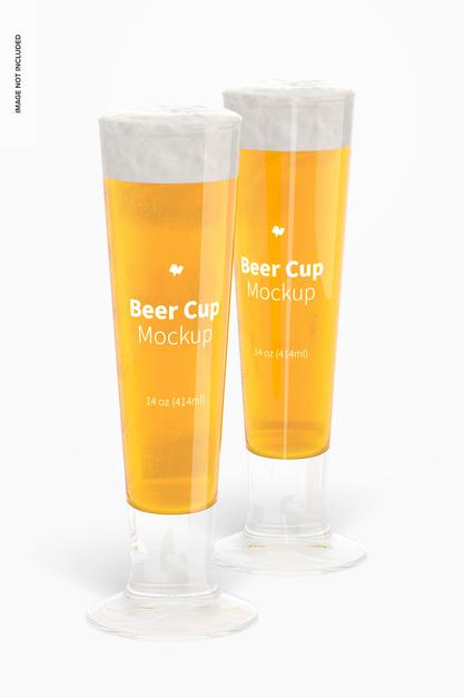 Free 14 Oz Glass Beer Cups Mockup Psd