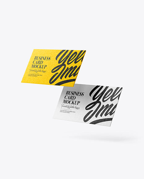 Free Two Paper Textured Business Cards Mockup PSD