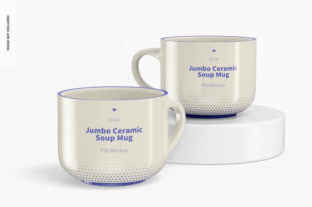 Free 15 Oz Jumbo Ceramic Soup Mug Mockup Psd