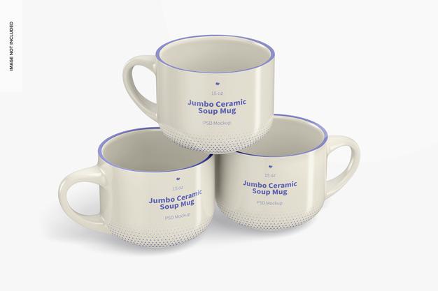 Free 15 Oz Jumbo Ceramic Soup Mugs Mockup Psd