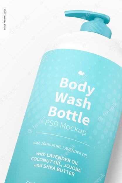 Free 16 Oz Body Wash Bottle Mockup, Close Up Psd