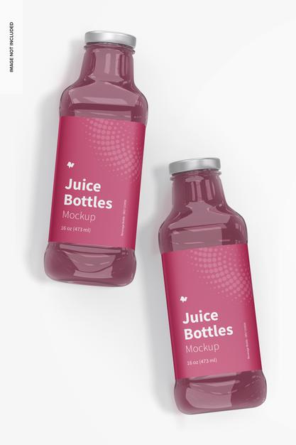 Free 16 Oz Glass Juice Bottle Mockup, Top View Psd