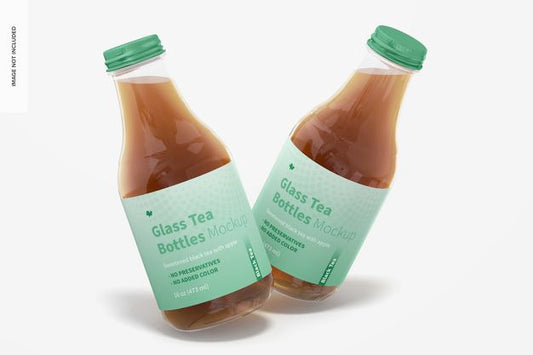 Free 16 Oz Glass Tea Bottles Mockup Psd