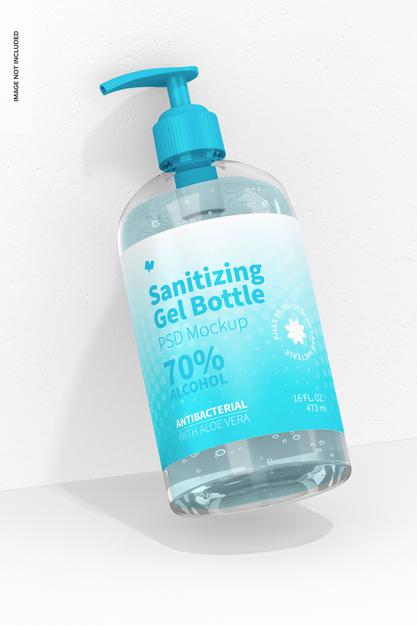 Free 16 Oz Sanitizing Gel Bottle Mockup Psd