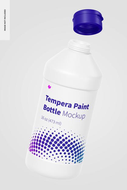Free 16 Oz Tempera Paint Bottle Mockup, Floating Psd