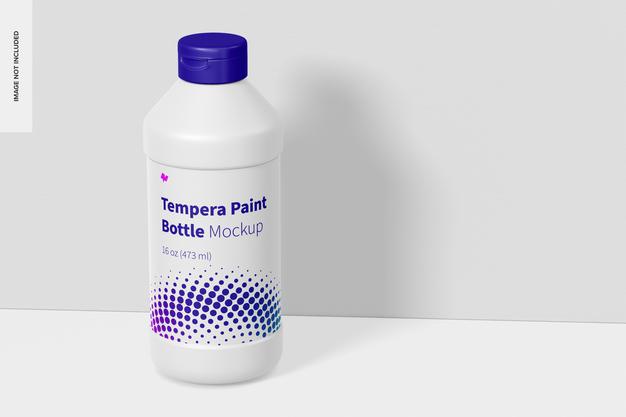Free 16 Oz Tempera Paint Bottle Mockup Psd