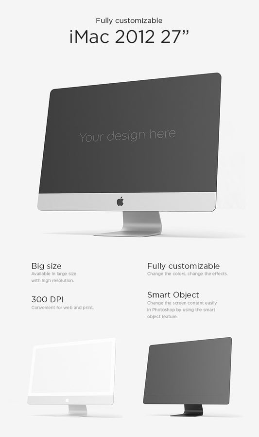 Free iMac 27" Inches Side View (Mockup)