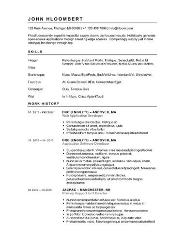 Free Button-Down Combination CV Resume Template in Microsoft Word (DOCX) Format