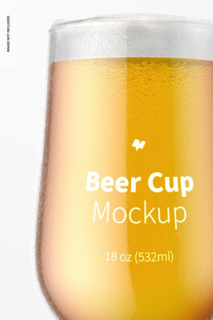Free 18 Oz Glass Beer Cup Mockup, Close Up Psd
