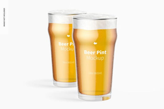 Free 19 Oz Beer Nonic Pints Glass Mockup Psd