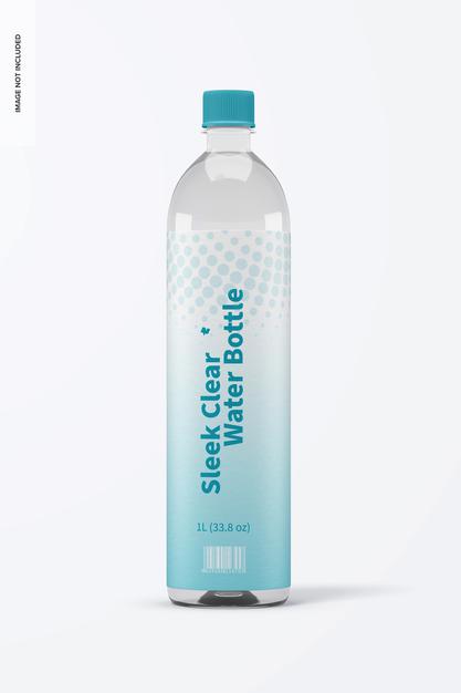 Free 1L Sleek Clear Water Bottle Mockup Psd