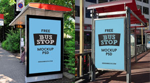 Free 2 Hq Outdoor Advertising Bus Shelter Mock-Up Psd Files