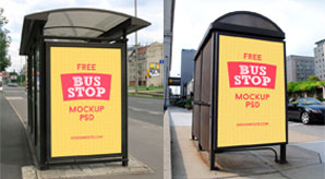 Free 2 Hq Outdoor Advertising Bus Shelter Mock-Up Psd Files