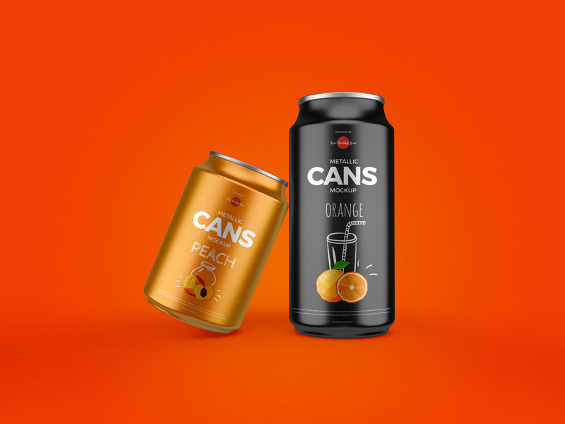 Free 2 Metallic Cans Mockup