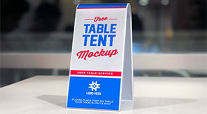 Free 2-Sided Plastic Table Tent Mockup Psd