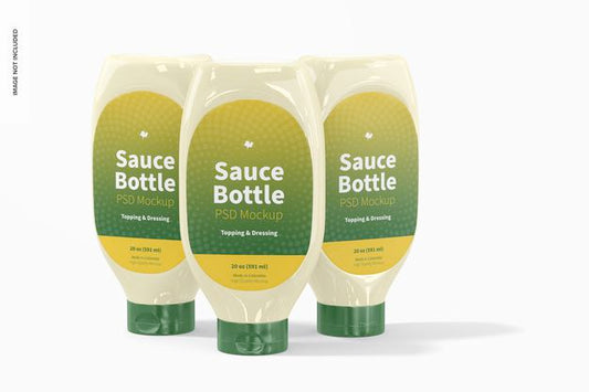 Free 20 Oz Sauce Bottle Set Mockup Psd