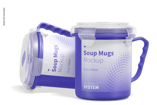 Free 22 Oz Soup Mugs Mockup Psd