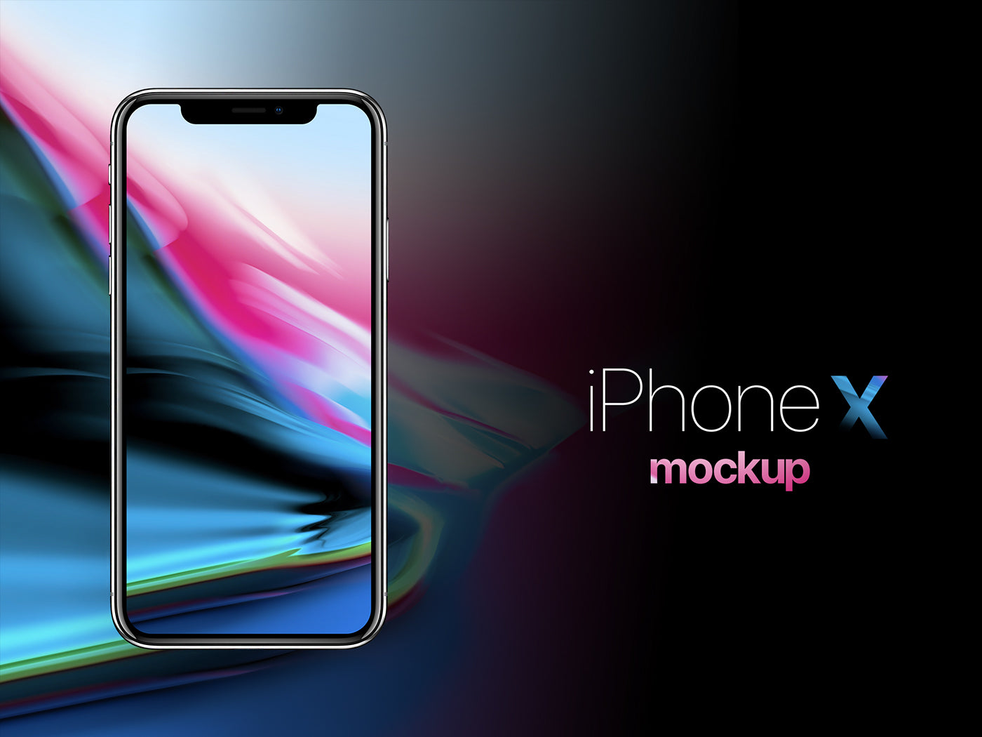 Free Hyper-Realistic Space Gray iPhone X Mockup Front View