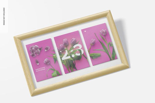 Free 2:3 Collage Picture Frame Mockup, Perspective Psd