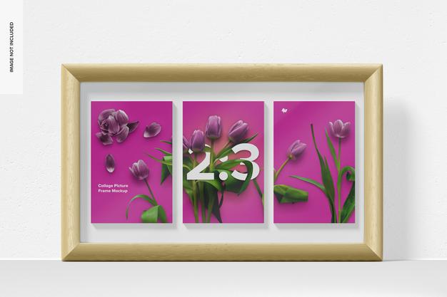 Free 2:3 Collage Picture Frame Mockup Psd