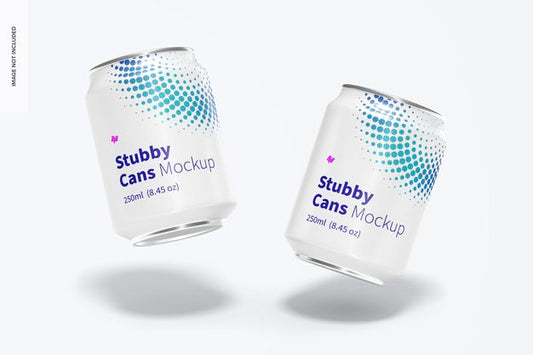 Free 250Ml Stubby Cans Mockup, Falling Psd