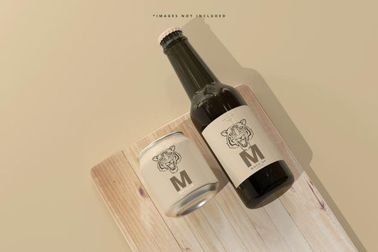 Free 250Ml Stubby Soda Or Beer Can And Bottle Mockup Psd