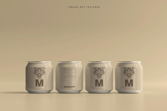 Free 250Ml Stubby Soda Or Beer Can Mockup Psd