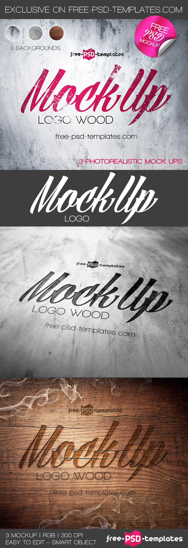 Free 3 Logo Mock-Up In Psd