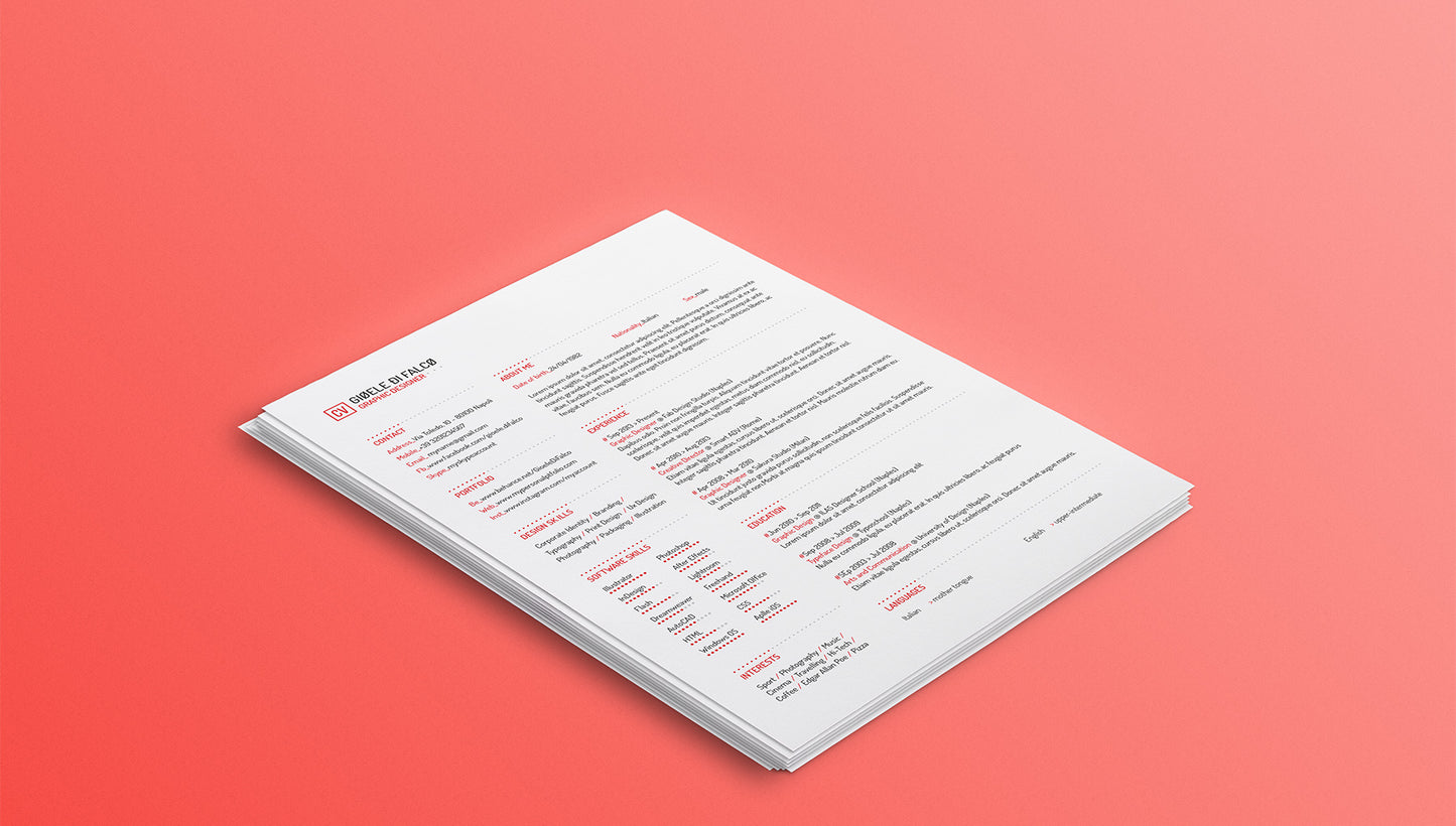 Free Clean Resume and CV Template for Illustrator (AI) Format