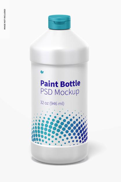 Free 32 Oz Paint Bottle Mockup Psd