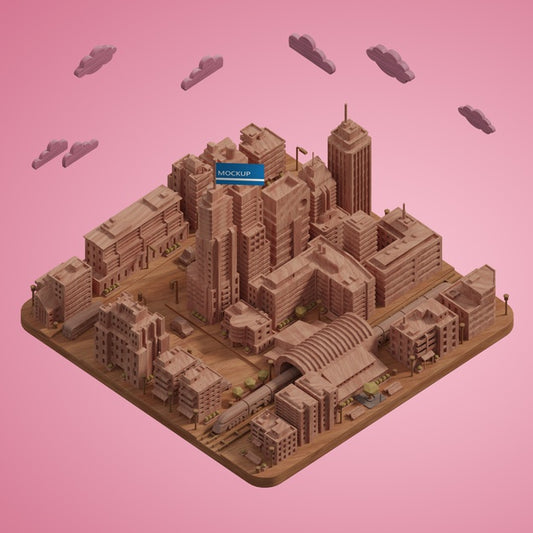 Free 3D Cities Miniatures Model Psd
