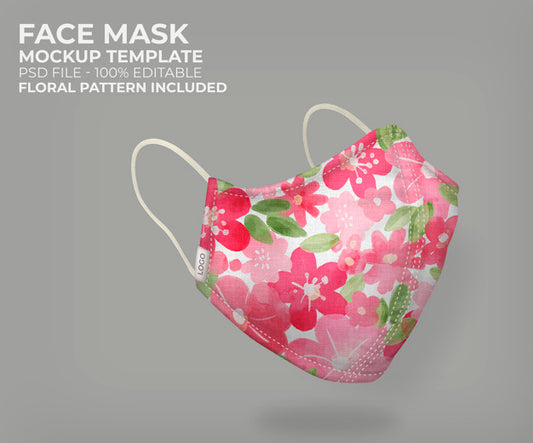 Free 3D Floral Mask Mock Up Psd