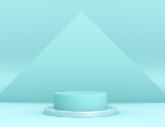 Free 3D Geometric Cyan Podium For Product Placement With Triangular Background And Editable Color Psd