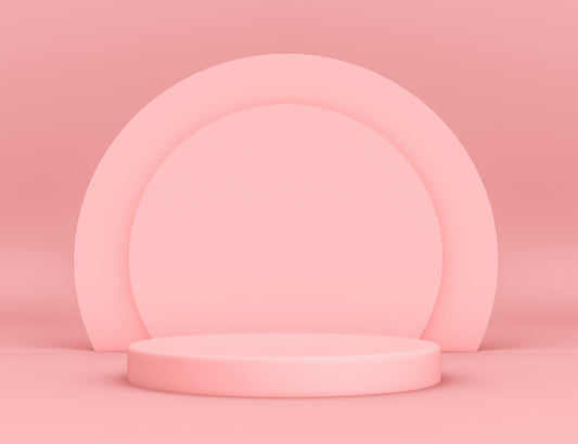 Free 3D Geometric Pink Podium For Product Placement With Circular Background And Editable Color Psd