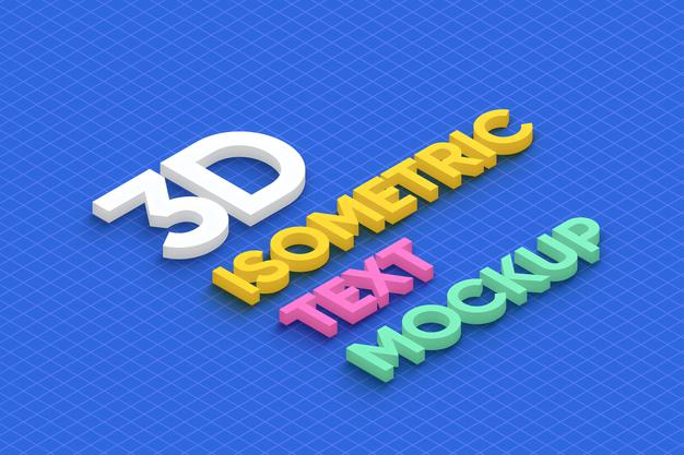 Free 3D Isometric Text Mockup Psd