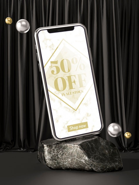 Free 3D Mock-Up Smartphone On Marble Rock Psd