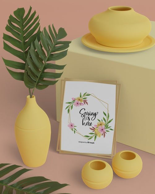 Free 3D Ornaments And Hello Spring Card Psd