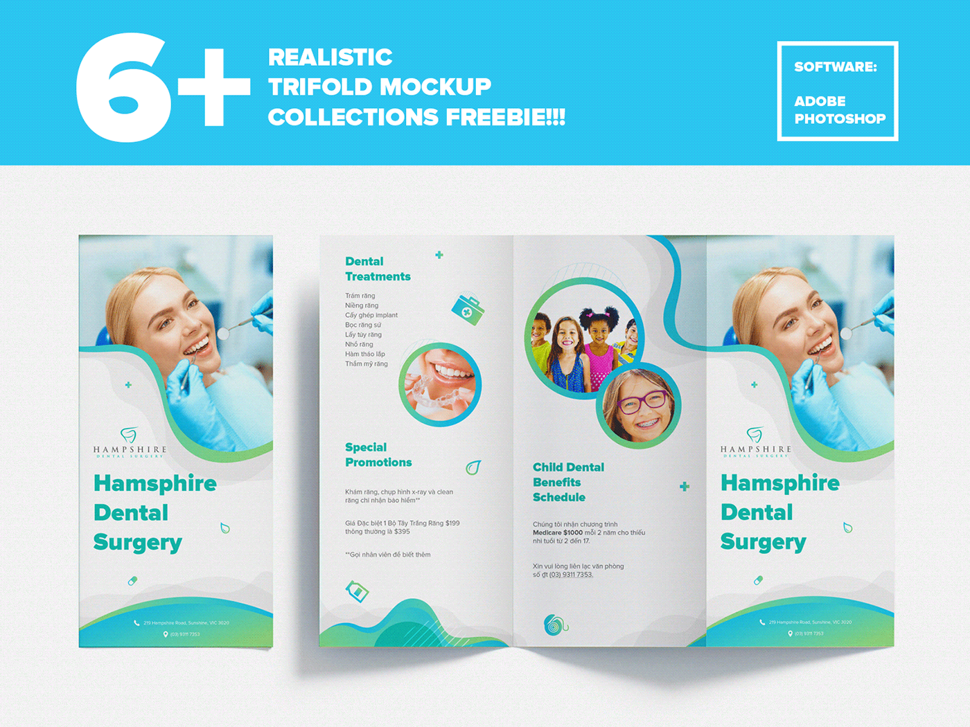 Free Realistic Trifold PSD Mockup Collection