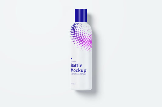 Free 4 Oz / 120 Ml Cosmo Round Shape Cosmetic Bottle Mockup With Disc Cap In Front View