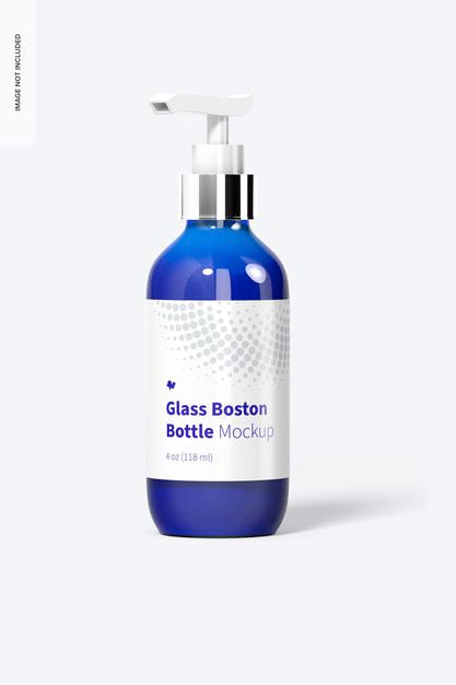 Free 4 Oz Glass Boston Bottle Mockup Psd