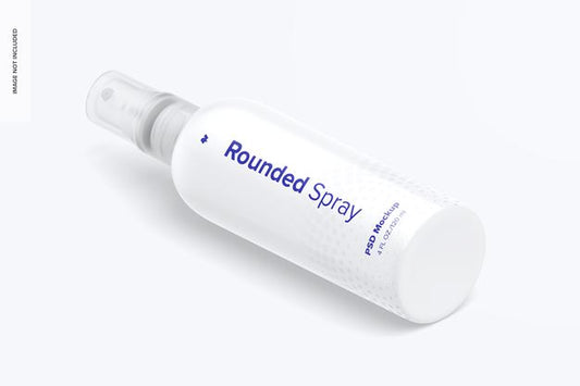 Free 4 Oz Spray Rounded Mockup Isometric Right View Psd
