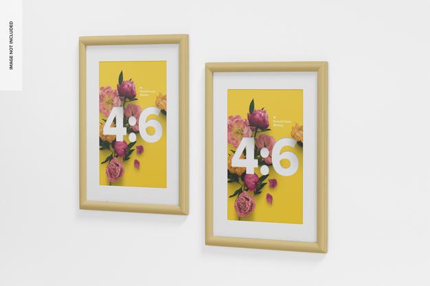 Free 4:6 Portrait Frame Mockup, Right View Psd