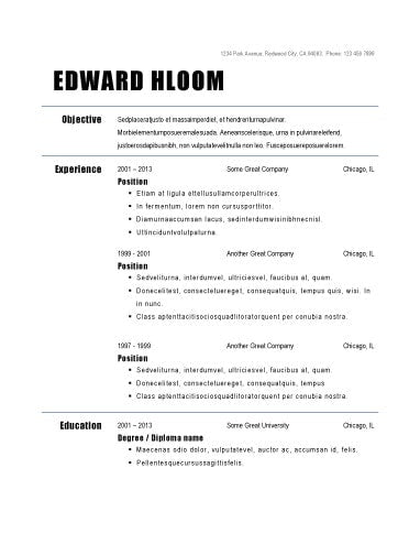 Free Chronological Big Bold CV Resume Template in Microsoft Word (DOCX) Format