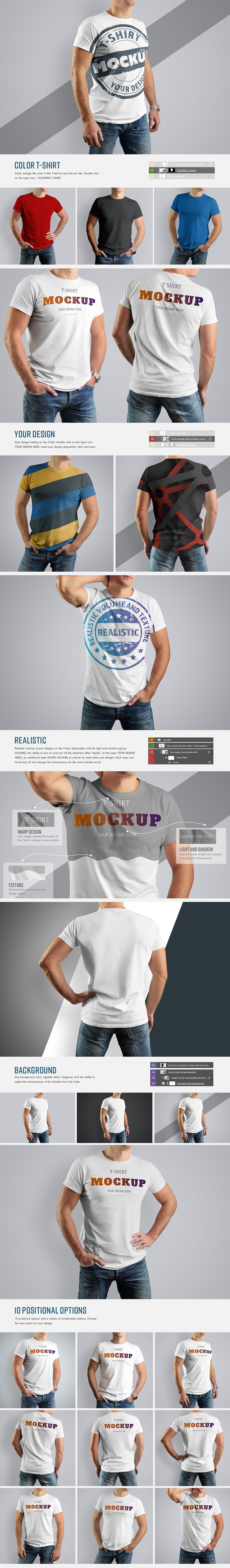 Free 3 x Realistic Mockup T-Shirt Templates