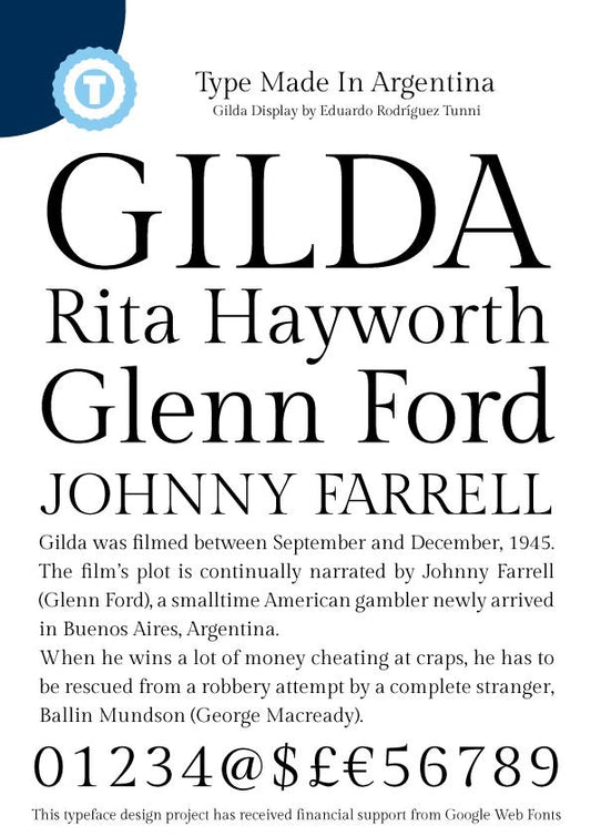 Free Gilda Display Font