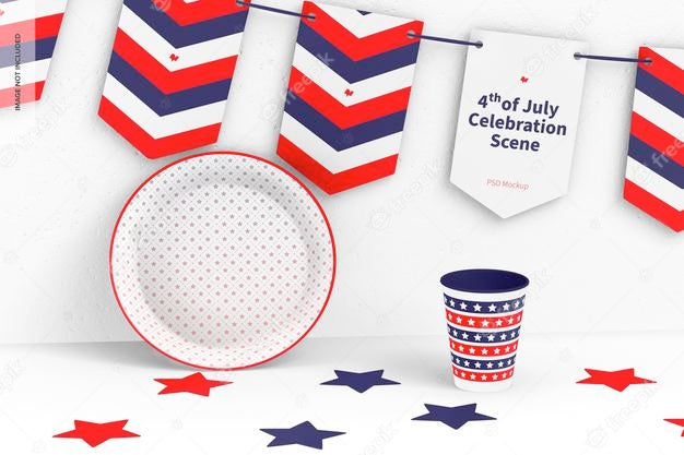 Free 4Th Of July Celebration Scene Mockup, Front View Psd